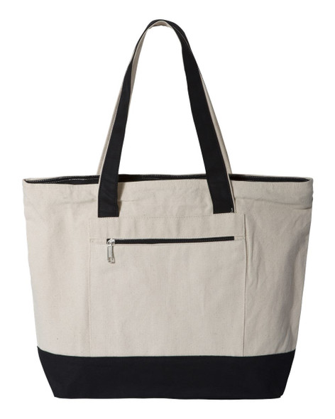 Q-Tees Q1300 Q-Tees 19L Zippered Tote | Natural/ Black